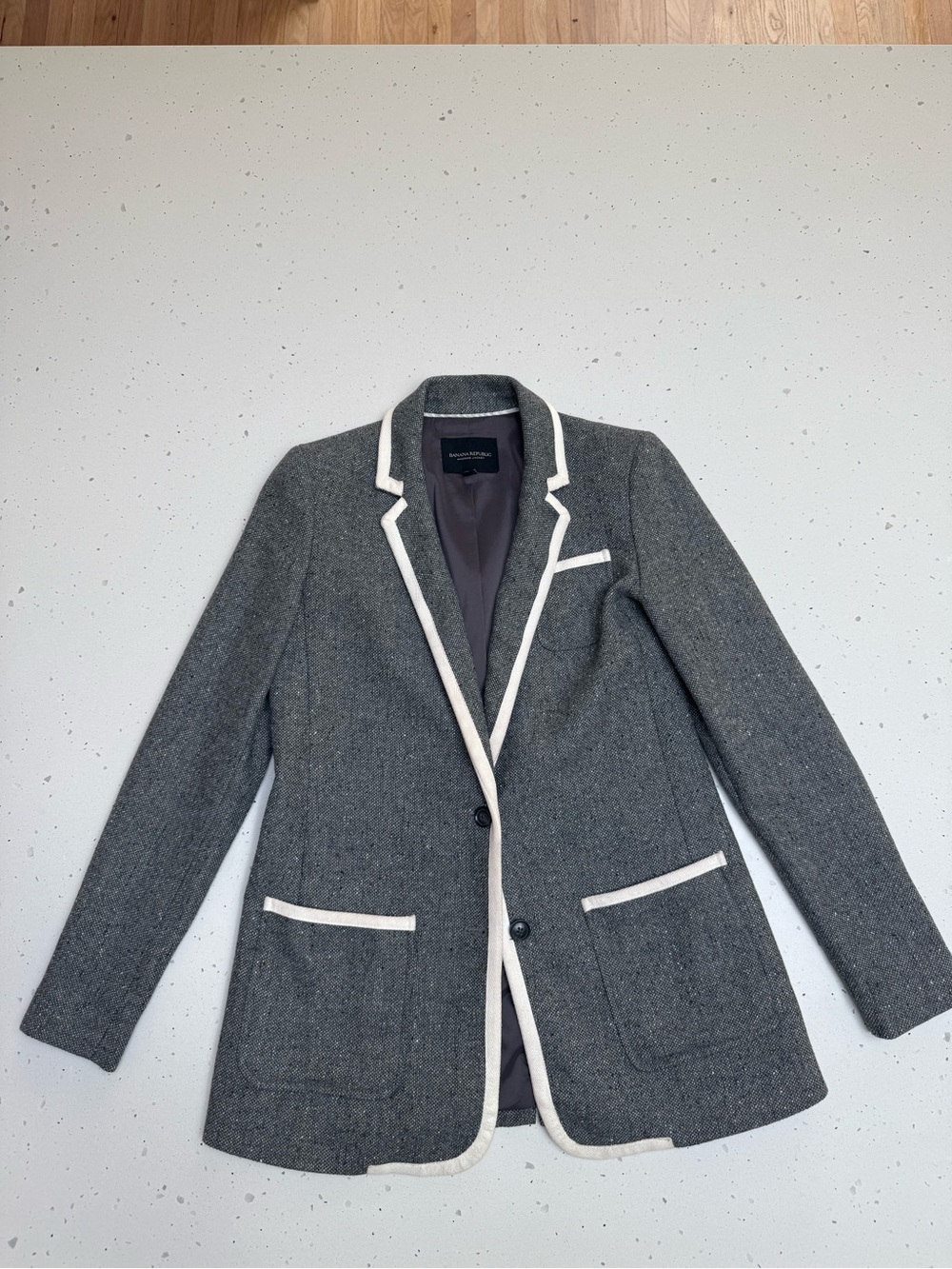 Banana Republic Jacket Blazer Size 2 Gray Wool Blend